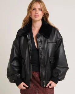 Cody Fur Trim Distressed PU Jacket