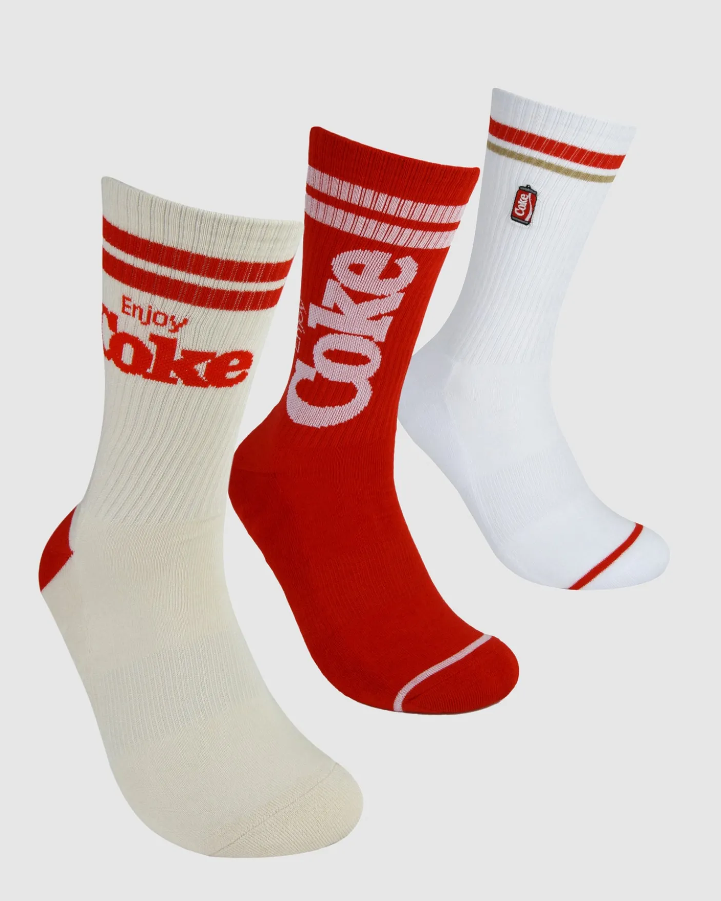 Coke Retro Sneaker Socks 3 Pack Gift Can