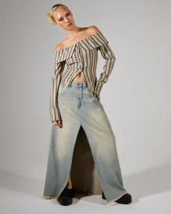 Colossus Maxi Skirt Light Wash Denim