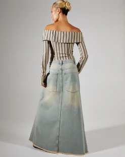 Colossus Maxi Skirt Light Wash Denim