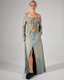 Colossus Maxi Skirt Light Wash Denim