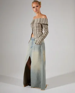 Colossus Maxi Skirt Light Wash Denim