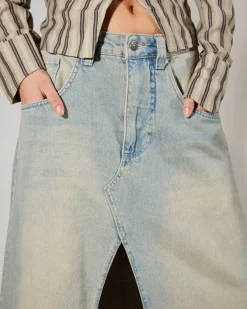 Colossus Maxi Skirt Light Wash Denim