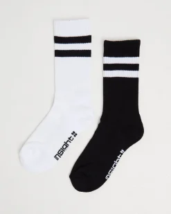 Core Stripe Crew Socks 2 Pack White/Black