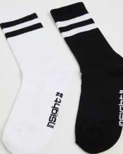 Core Stripe Crew Socks 2 Pack White/Black