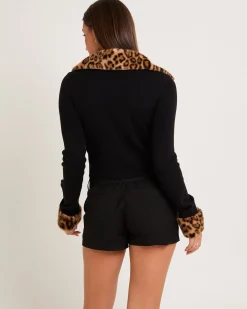 Corinna Fur Trim Cardigan