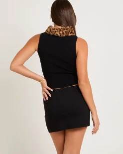Corinna Leopard Collar Tank Top