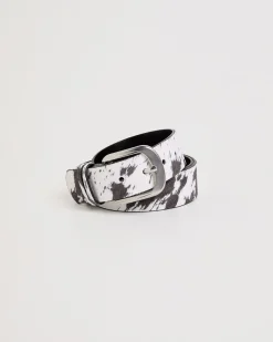 Cow Print Leather Belt