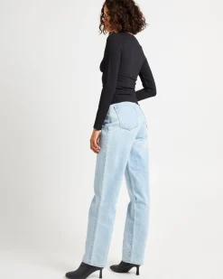 Crinkle Long Sleeve Top Black