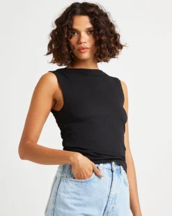 Crinkle 90s Top Black