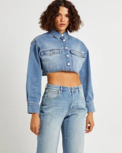 Cropped Denim Shacket Lula