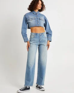 Cropped Denim Shacket Lula