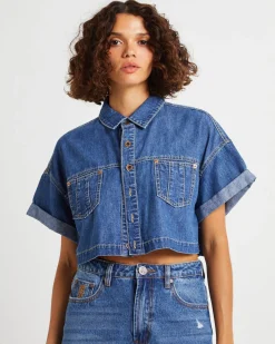 Cropped Western Denim Shirt