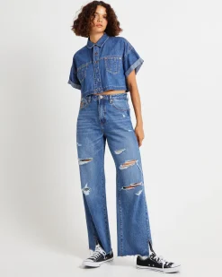 Cropped Western Denim Shirt