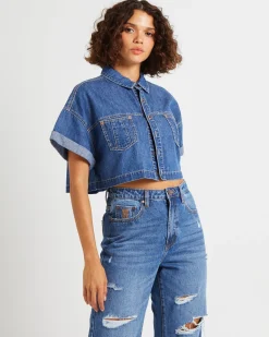 Cropped Western Denim Shirt