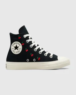 CTAS Hi Top Cherry Canvas Sneakers in Black