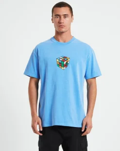 Cube Heavyweight Short Sleeve T-Shirt in Blue