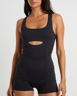 Cut Out Unitard in Black