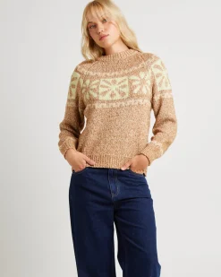 Daisy Chain Knit Sweater Caramel Lime