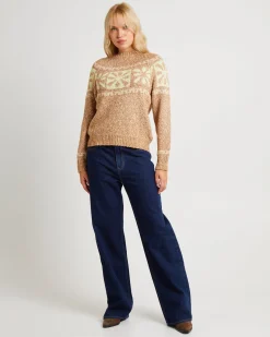 Daisy Chain Knit Sweater Caramel Lime