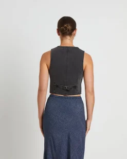Dallas Denim Vest in Brad Black