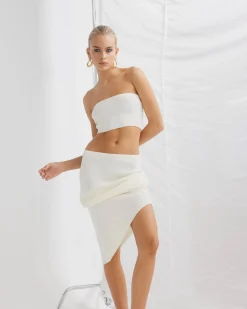 Davia Knit Crop Top Off White