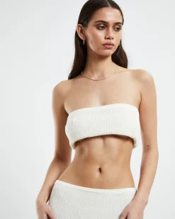 Davia Knit Crop Top Off White