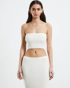 Davia Knit Crop Top Off White