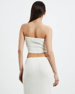Davia Knit Crop Top Off White