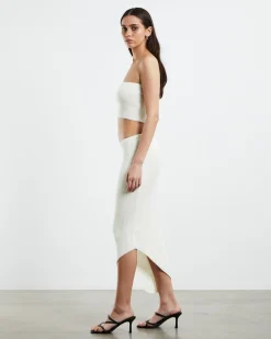 Davia Knit Crop Top Off White
