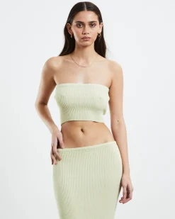 Davia Knit Crop Top Pear Green