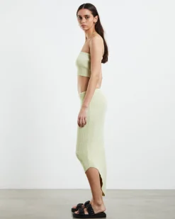 Davia Knit Crop Top Pear Green
