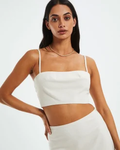 Delilah Linen Bandeau Top Oat Marle