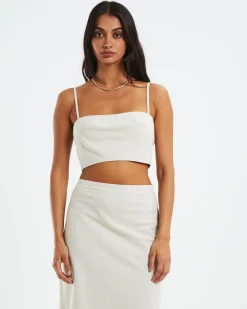 Delilah Linen Bandeau Top Oat Marle