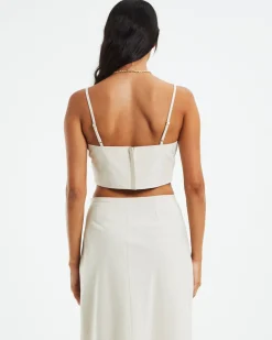 Delilah Linen Bandeau Top Oat Marle