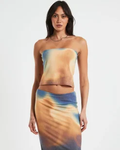 Della Printed Strapless Knit Top in Assorted