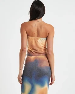 Della Printed Strapless Knit Top in Assorted