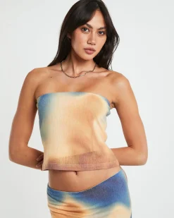 Della Printed Strapless Knit Top in Assorted