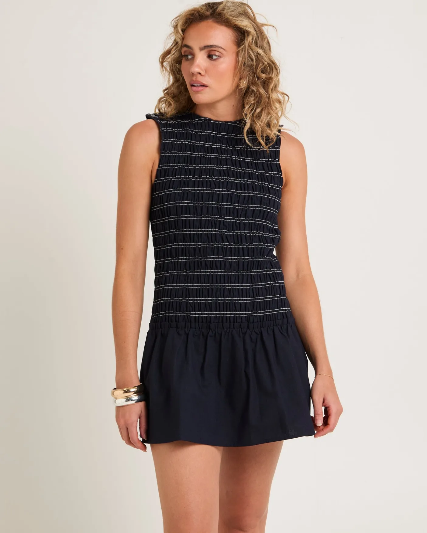 Delmore Shirred Mini Dress