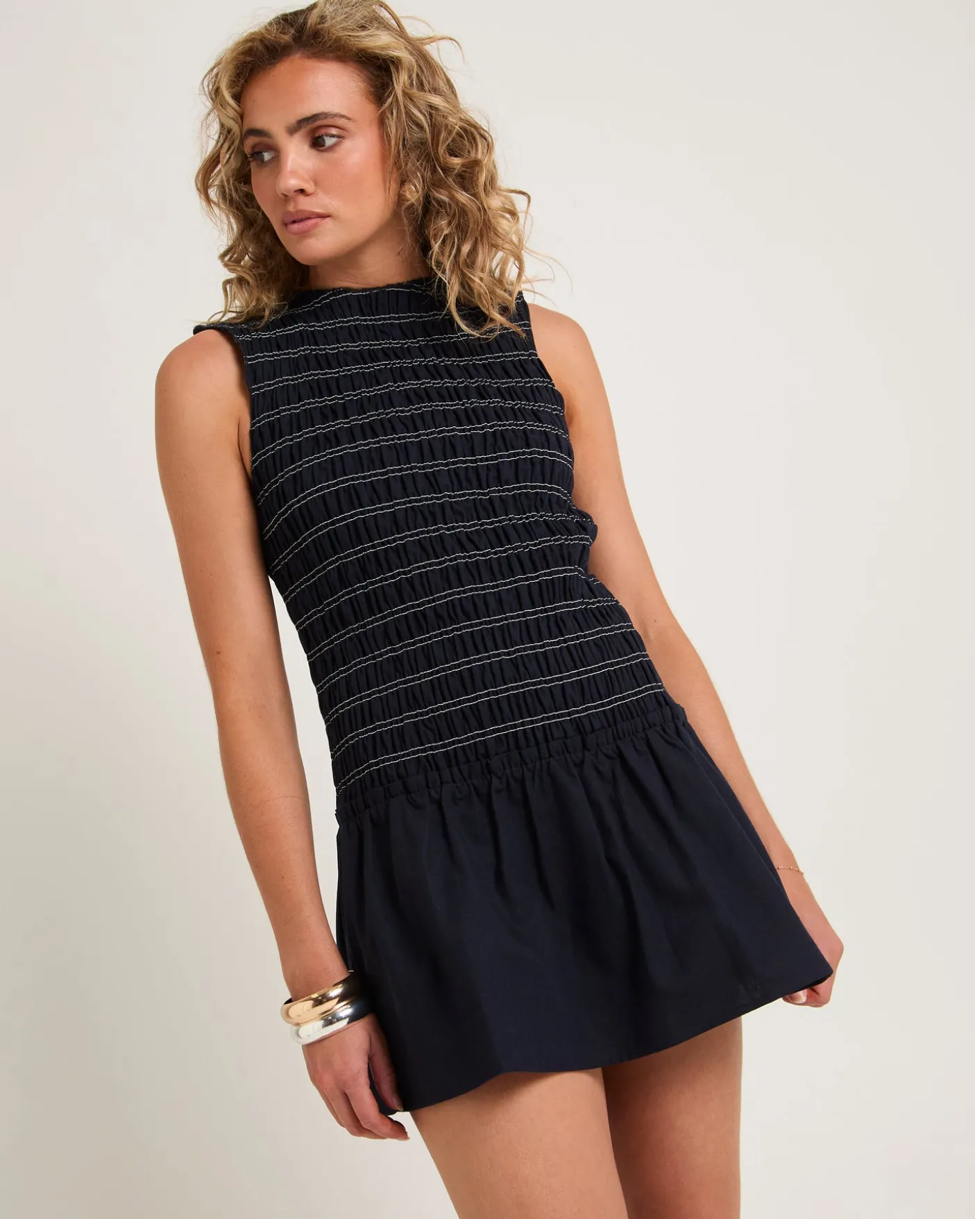 Delmore Shirred Mini Dress