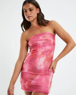 Dema Bandeau Mini Dress Blurred Pink