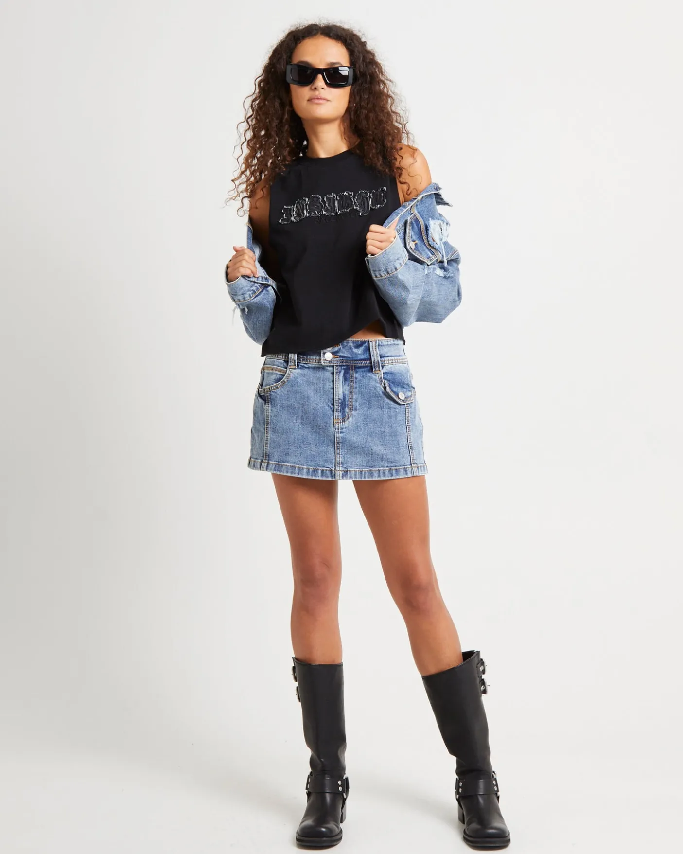 Denim Applique Tank Top
