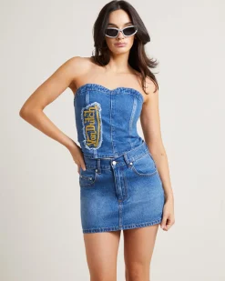 Denim Bustier Top in Blue