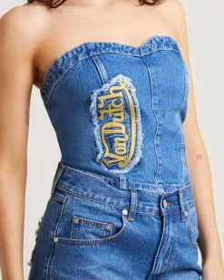 Denim Bustier Top in Blue