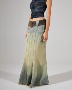 Denim Fishtail Maxi Skirt