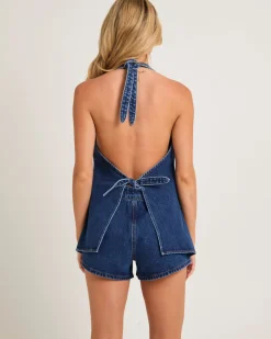 Destro Denim Halter Playsuit