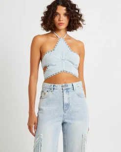 Diamonde Star Denim Top