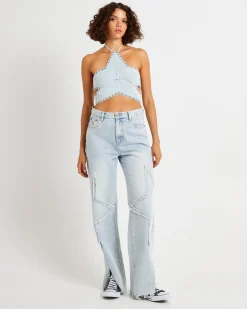 Diamonde Star Denim Top