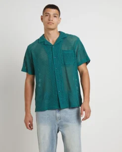 Diego Mesh Short Sleeve Shirt in Jade Green