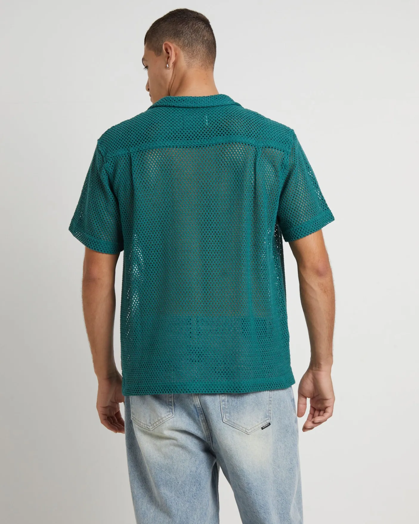 Diego Mesh Short Sleeve Shirt in Jade Green